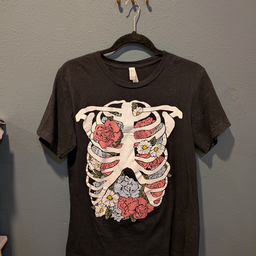 Black Skeleton Floral Bella Canvas T-Shirt